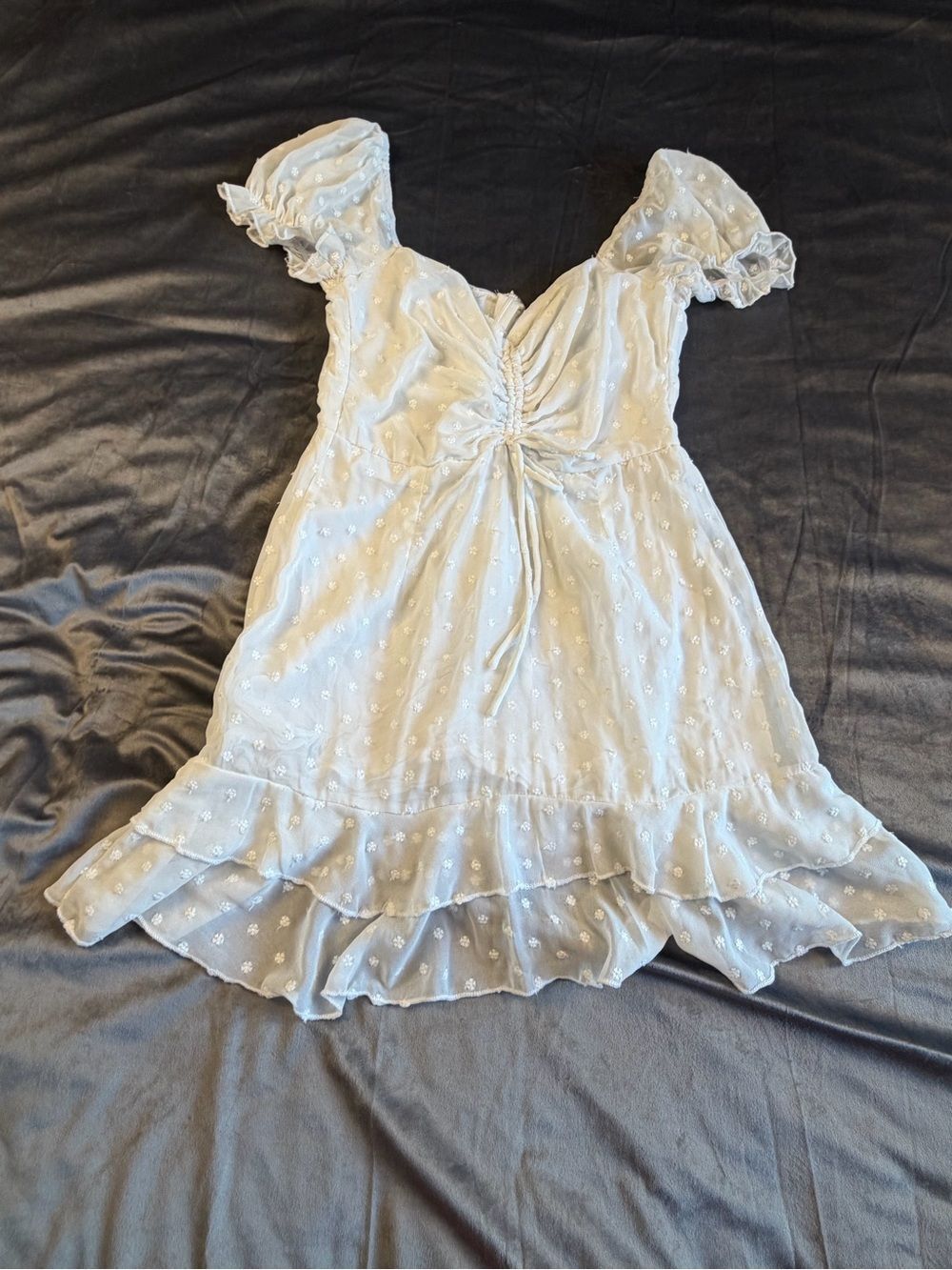 Princess Polly white Swiss Dot Ruffle Mini Dress 6